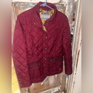 Tom Joules Quilted Jacket – Burgundy Red with Floral Lining (Size US 6 / UK 10)